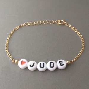 CUSTOM Alphabet Letter Beaded Gold Bracelet also available in Silver Rose Gold Personalized Name Bracelet image 3