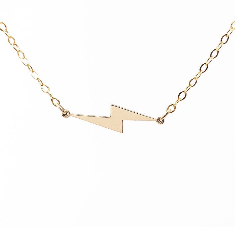 Lightning Bolt Gold Necklace also in Silver and Rose Gold