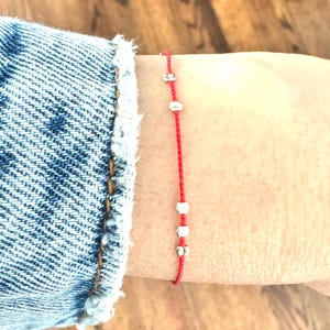 Beaded Silk String Bracelet, Anklet, or Necklace – 14k Gold Fill, Rose Gold Fill, Sterling Silver – Dainty Handmade Jewelry – Gift for Her