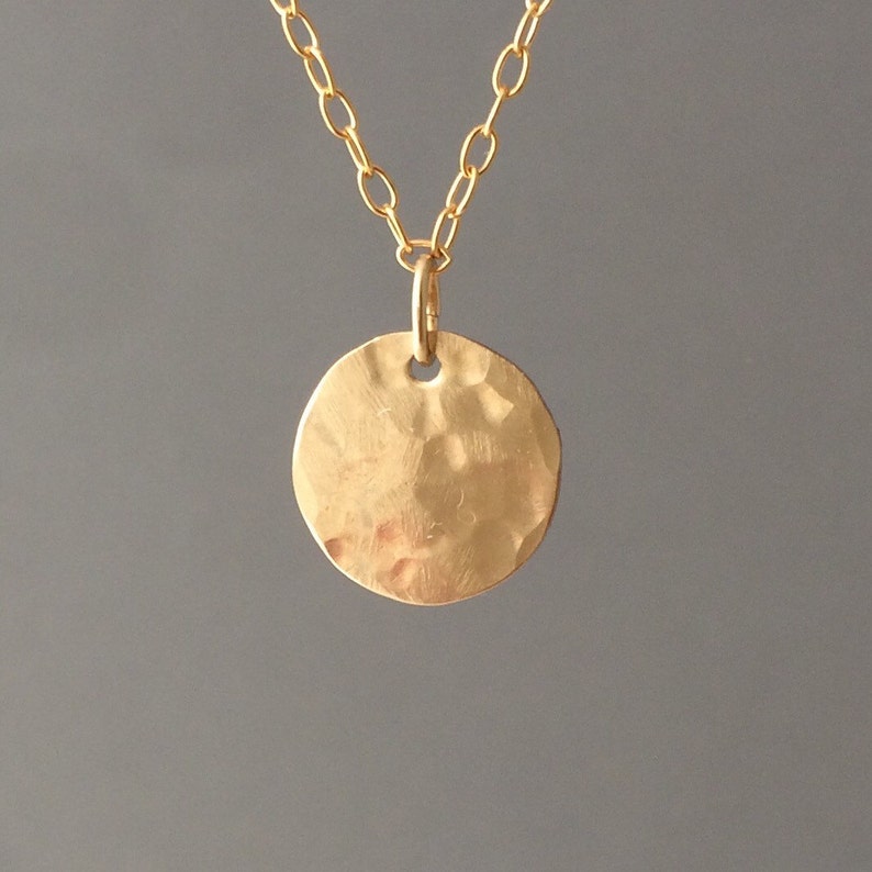 Gold Fill Hammered Disc Circle Necklace also in Rose Gold Fill & Sterling Silver image 2