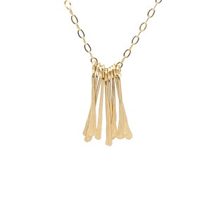 Gold Hammered Fringe Bar Necklace also in Silver and Rose Gold