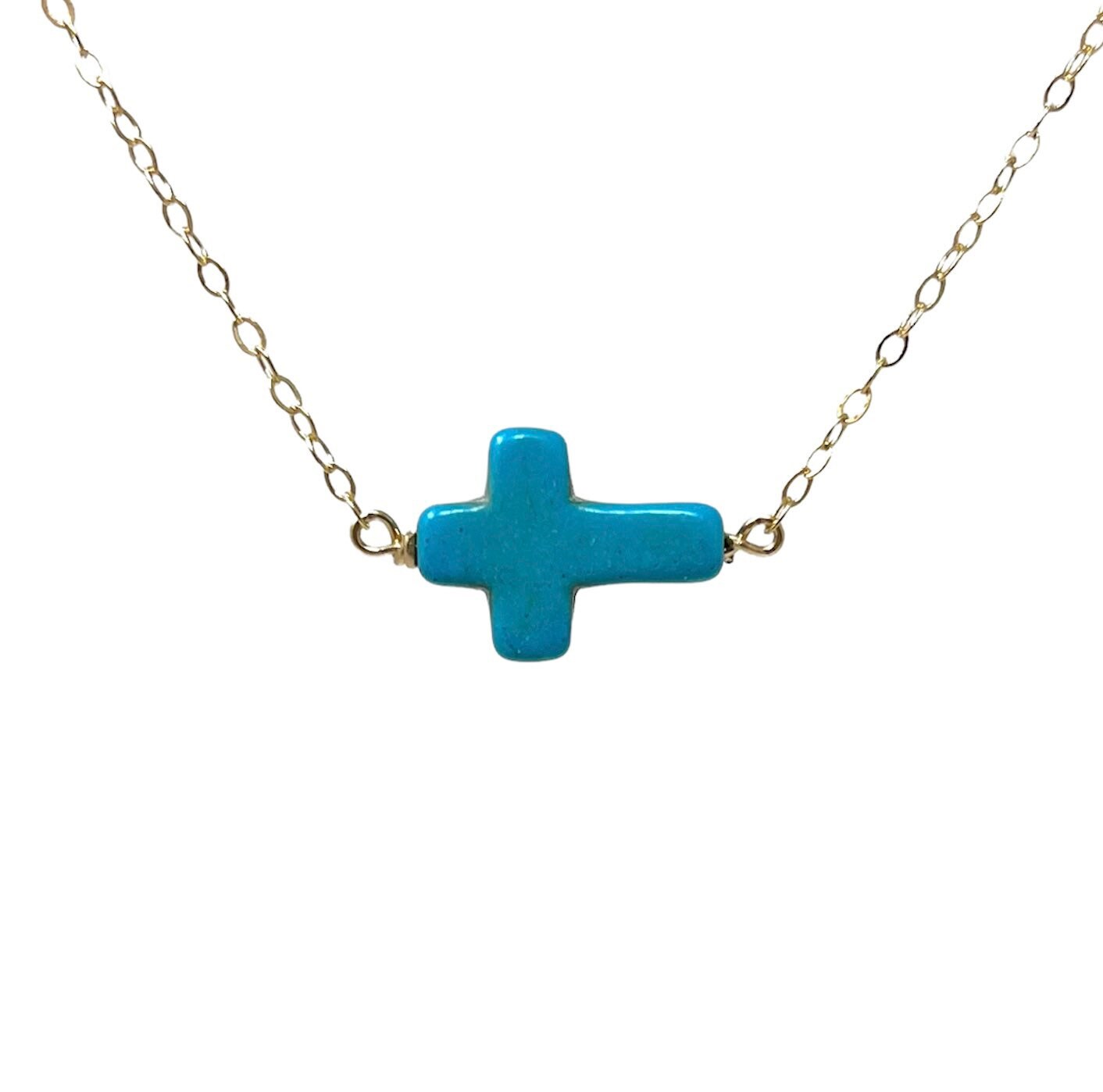 Horizontal Sideways Turquoise Cross 