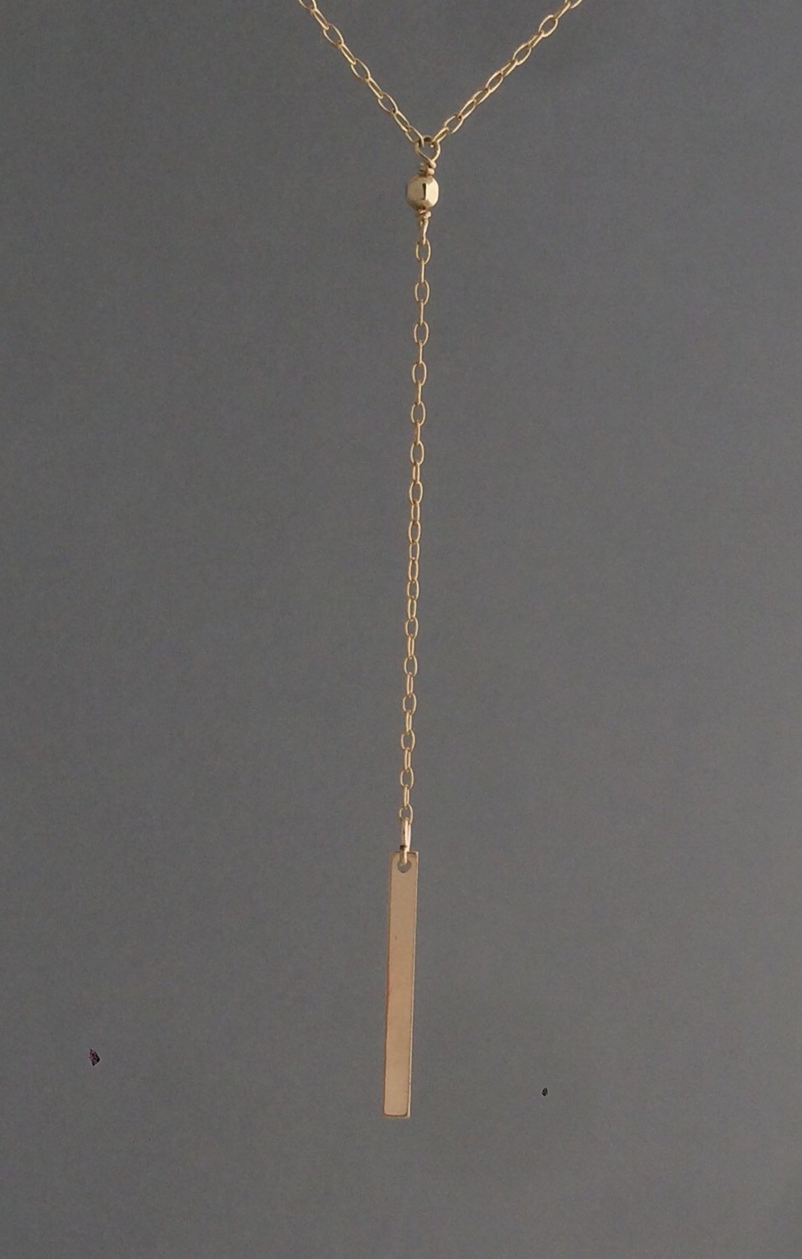 Gold Fill Y Lariat Drop BAR Necklace Also in Silver and Rose Etsy