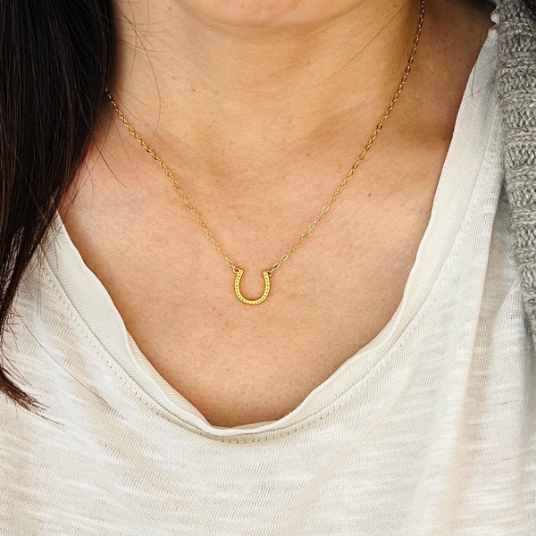 Small Gold Horseshoe Necklace also available in Silver
