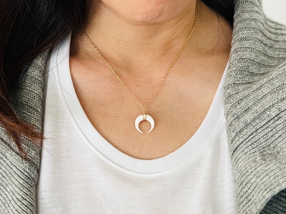 Crescent Moon Double Strand Necklace Gold-plated Sterling Silver Adjustable Crescent Moon Double Strand Necklace Gold-plated Sterling Silver Adjustable