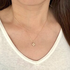 Tiny Four Leaf Clover Necklace – 14k Gold Fill, Sterling Silver, or Rose Gold Fill – Dainty Lucky Charm – Handmade Gift for Her image 5