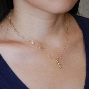 Cute Gold Feather Necklace also available in Silver image 2