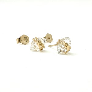 Herkimer Diamant Ohrringe in Gold, Roségold oder Silber - Wire-Wrapped Everyday Ohrringe Geschenk für Sie