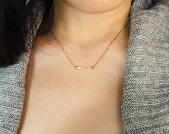 SMALL Sideways Arrow Necklace Gold Silver or Rose Gold