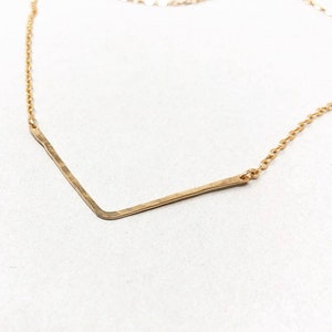 Chevron Hammered Gold Fill Bar Necklace also in Sterling Silver and Rose Gold Fill image 4