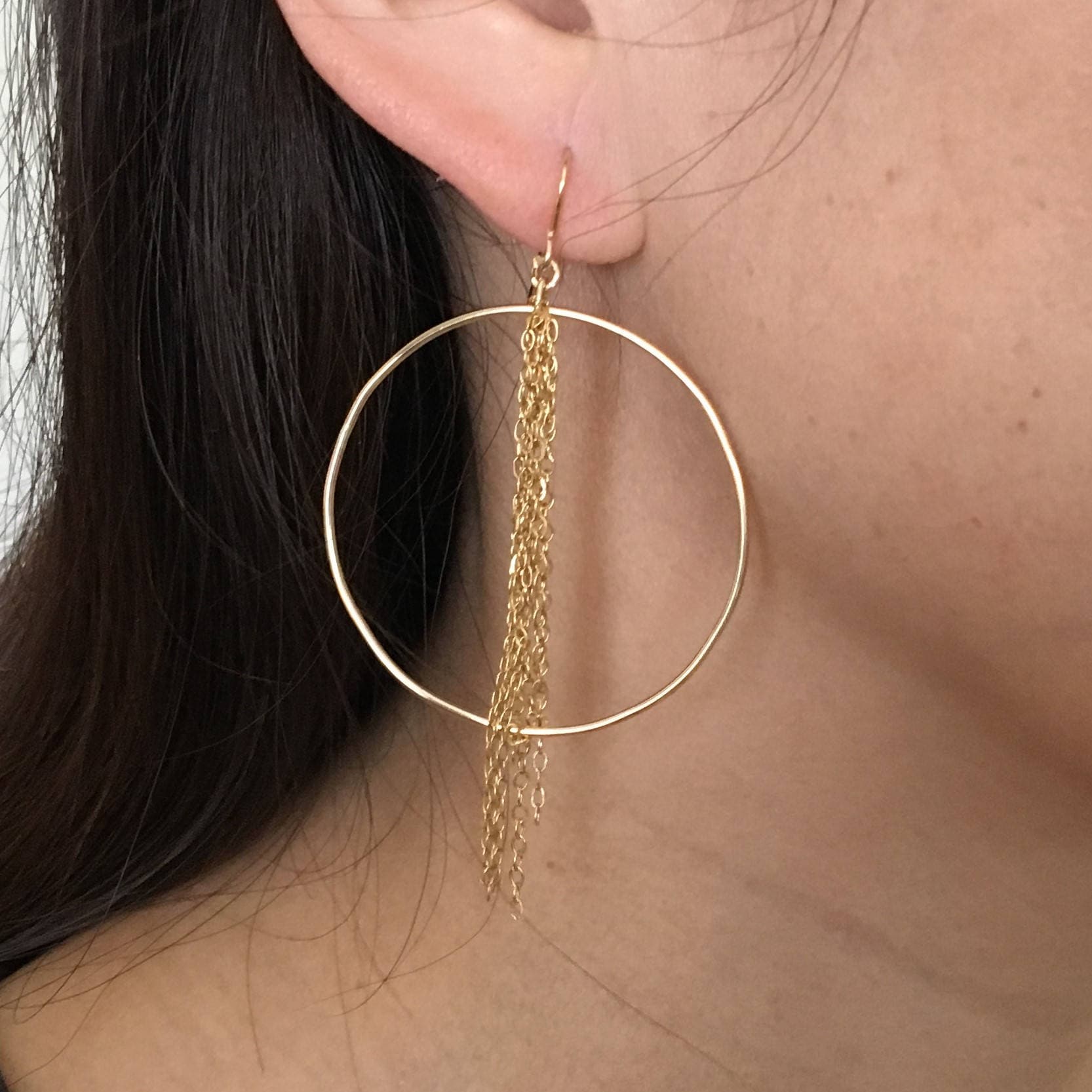 Chain Hoop Earrings in Gold Fill Rose Gold Fill or Silver Etsy