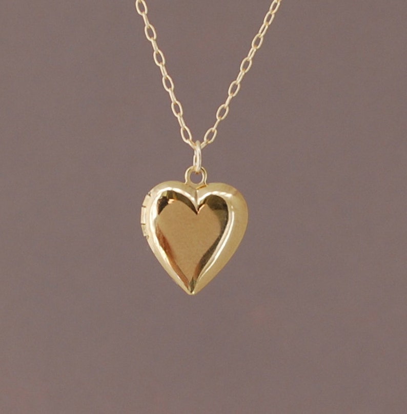 Small Gold Heart Locket Necklace Gold Locket Necklace Minimalist Handmade Jewelry image 3