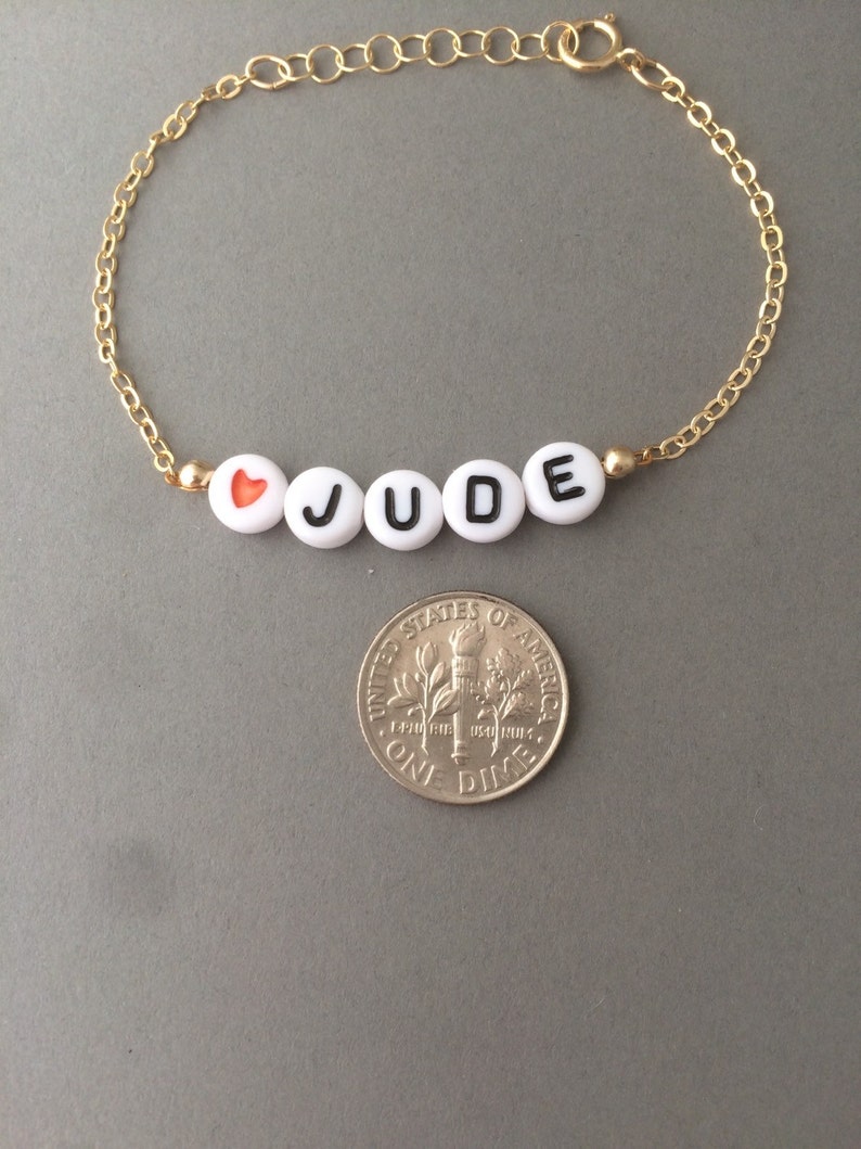 CUSTOM Alphabet Letter Beaded Gold Bracelet also available in Silver Rose Gold Personalized Name Bracelet image 4