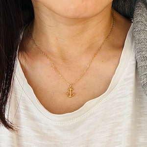 Tiny Gold Fill Anchor Necklace • Nautical Beach Jewelry • Dainty Minimalist Pendant • Sterling Silver & Rose Gold Options - Gift for her