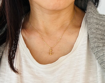 Gold Tiny Anchor Necklace also available in silver