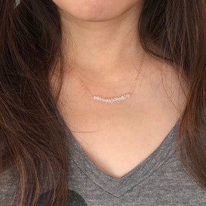 Herkimer Diamond Beaded Necklace available in gold, rose gold, or silver image 4