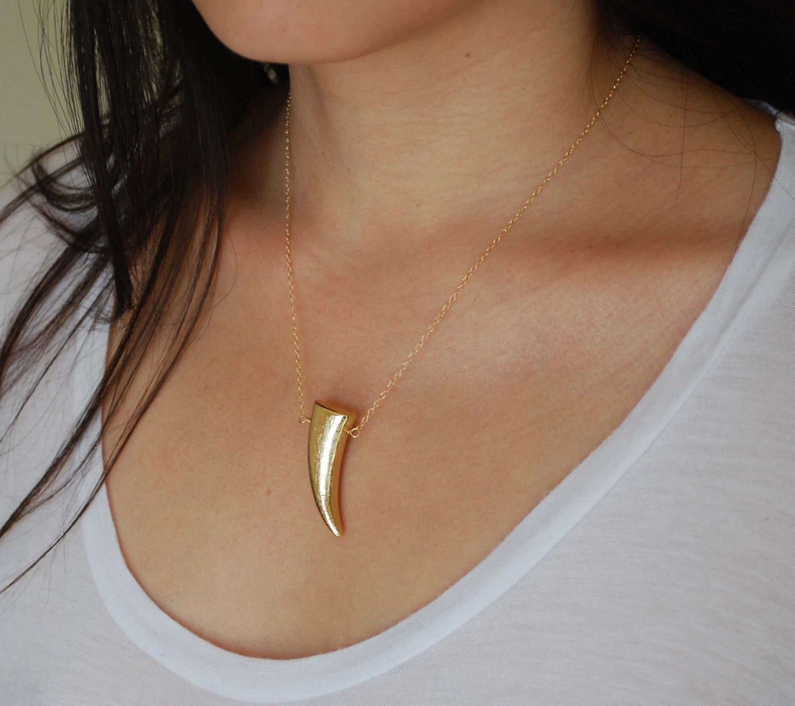 Amazing Gold Tusk Necklace Etsy