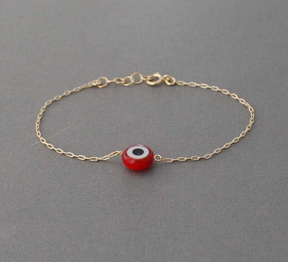 Items similar to Red Evil Eye Bracelet available in gold , rose gold