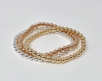 5mm Beaded Ball Bracelet in Gold Fill, Rose Gold Fill, or Sterling Silver