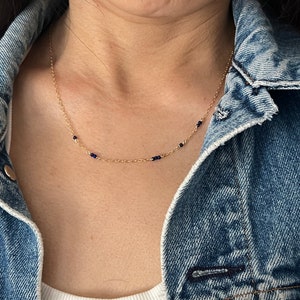 Assorted Stones Custom Word or Phrase Morse Code Necklace  in Gold Fill or Sterling Silver - Personalized Necklace