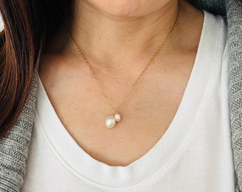 Double Pearl Gold Fill Necklace also in Rose Gold and Silver