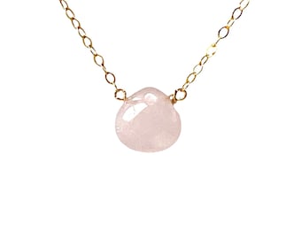 Pink Rose Quartz Necklace available in gold, rose gold, or silver