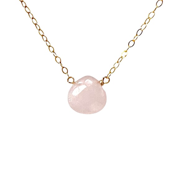 Pink Rose Quartz Necklace Available in Gold Rose Gold or | Etsy