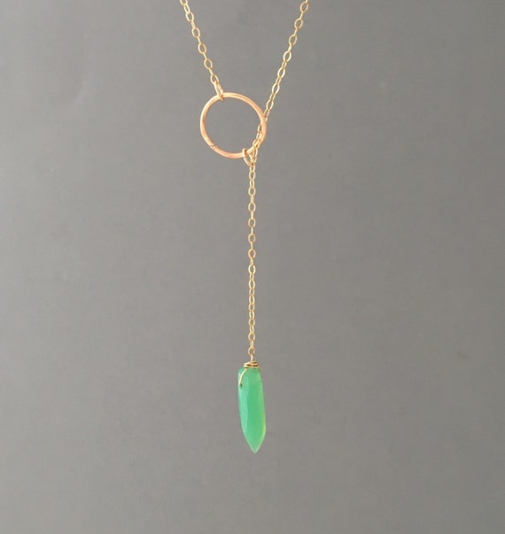 14k Gold Filled Chrysoprase Necklace in 16 inch with an 2 inch extension 