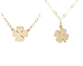 Tiny Four Leaf Clover Necklace – 14k Gold Fill, Sterling Silver, or Rose Gold Fill – Dainty Lucky Charm – Handmade Gift for Her
