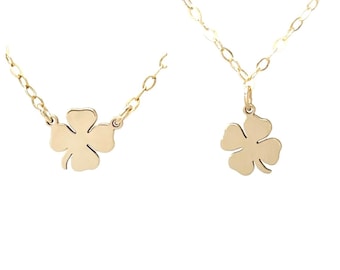 Tiny Gold Four Leaf Clover Necklace - Gold Fill, Sterling Silver, Rose Gold Fill - Dainty Everyday Custom Necklace