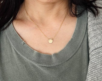 APPLE Charme hanger ketting - Gouden vulling, Sterling Zilver, Rose Gold Fill - Sierlijke alledaagse ketting - Leraarwaardering Cadeau