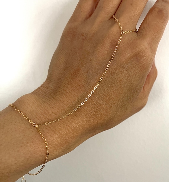 Bracelet chaine main simple impermeable en or 14 carats et argent sterling et or rose DOIGT Etsy France