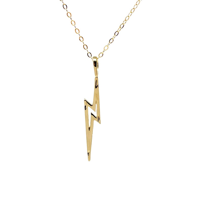 Gold Lightning Bolt Necklace Also in Silver Etsy