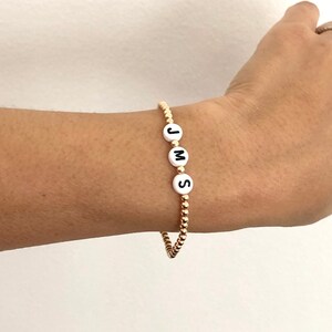 CUSTOM Personalized Beaded Bracelet also available in Silver and Rose Gold Personalized Bracelet Custom Letter Alphabet Bracelet image 4