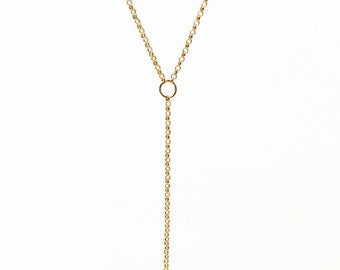 Gold Fill ROLO Chain Lariat Necklace also in Sterling Silver and Rose Gold Fill
