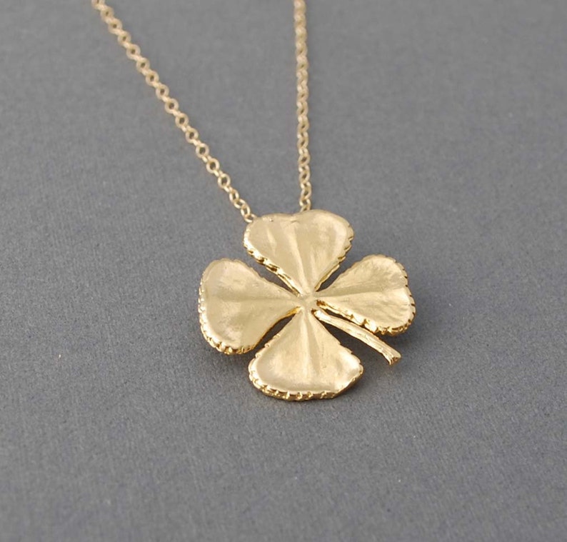 Gold Four Leaf Clover Necklace Etsy