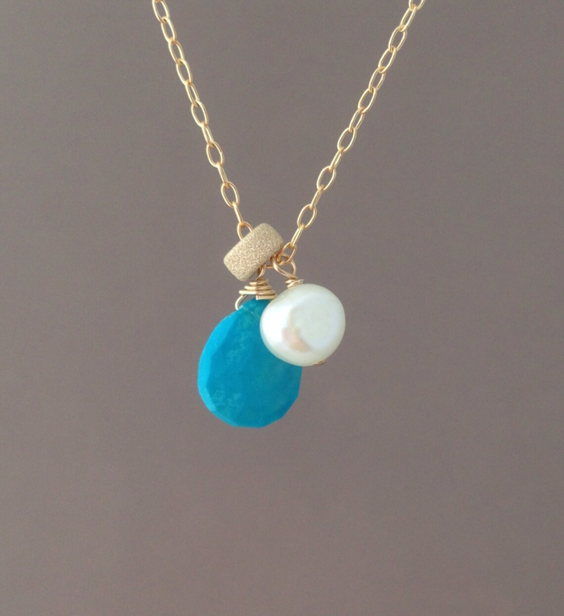 Turquoise & Pearl Necklace main image 1