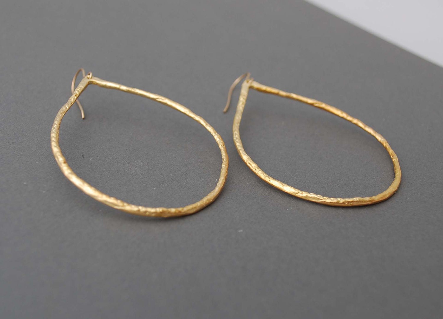 Large Gold Teardrop Hoop Earrings Also in Silver Etsy