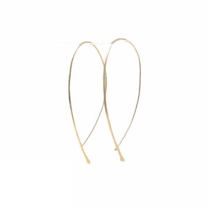 Flat Hooked Hoop Earrings in Gold Fill, Rose Gold Fill, or Sterling Silver