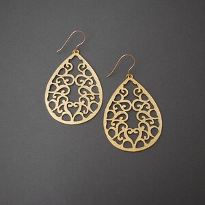 Gold Filagree Teardrop Earrings image 4