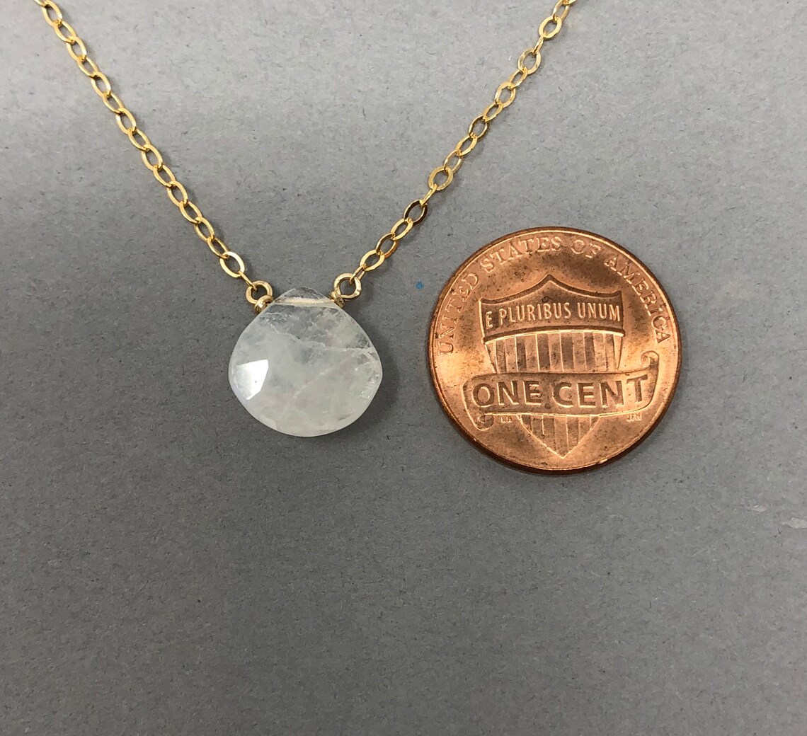 •STRAY• faceted rainbow moonstone teardrop + gold necklace (various lengths) main image 1