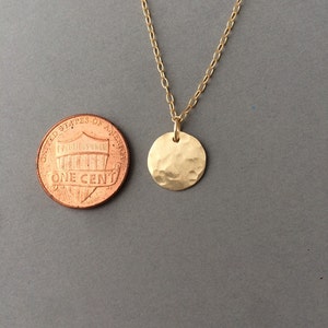 Gold Fill Hammered Disc Circle Necklace also in Rose Gold Fill & Sterling Silver image 3