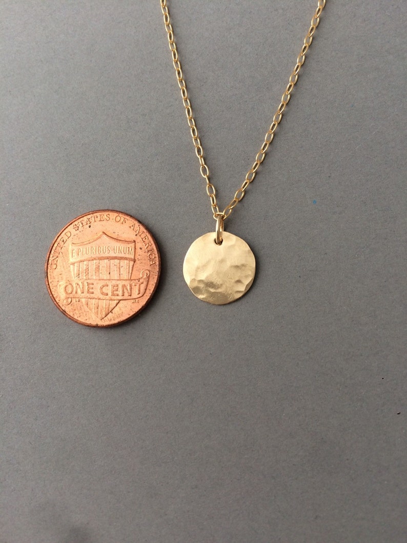 Gold Fill Hammered Disc Circle Necklace also in Rose Gold Fill & Sterling Silver image 3