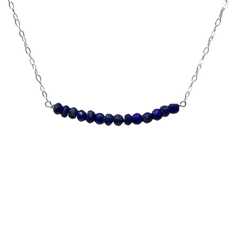 Blue Lapis Beaded Necklace Gold Rose Gold or Silver // Etsy