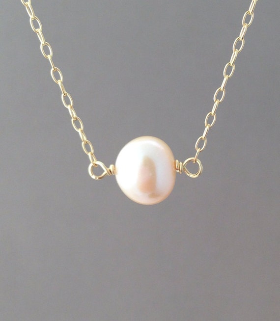 Pink Freshwater Pearl Necklace in both gold fill rose gold | Etsy