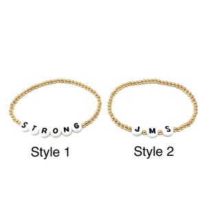 CUSTOM Personalized Beaded Bracelet also available in Silver and Rose Gold Personalized Bracelet Custom Letter Alphabet Bracelet image 2