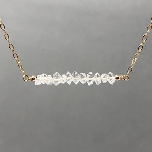 Herkimer Diamond Straight Beaded Necklace available in gold, rose gold, or silver
