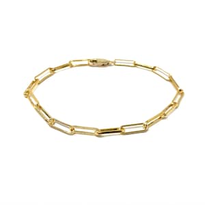 Paperclip Link Gold Fill Chain Bracelet – 14k Gold Filled or Sterling Silver, Minimalist Jewelry, Adjustable Length, Handmade Gift for Her