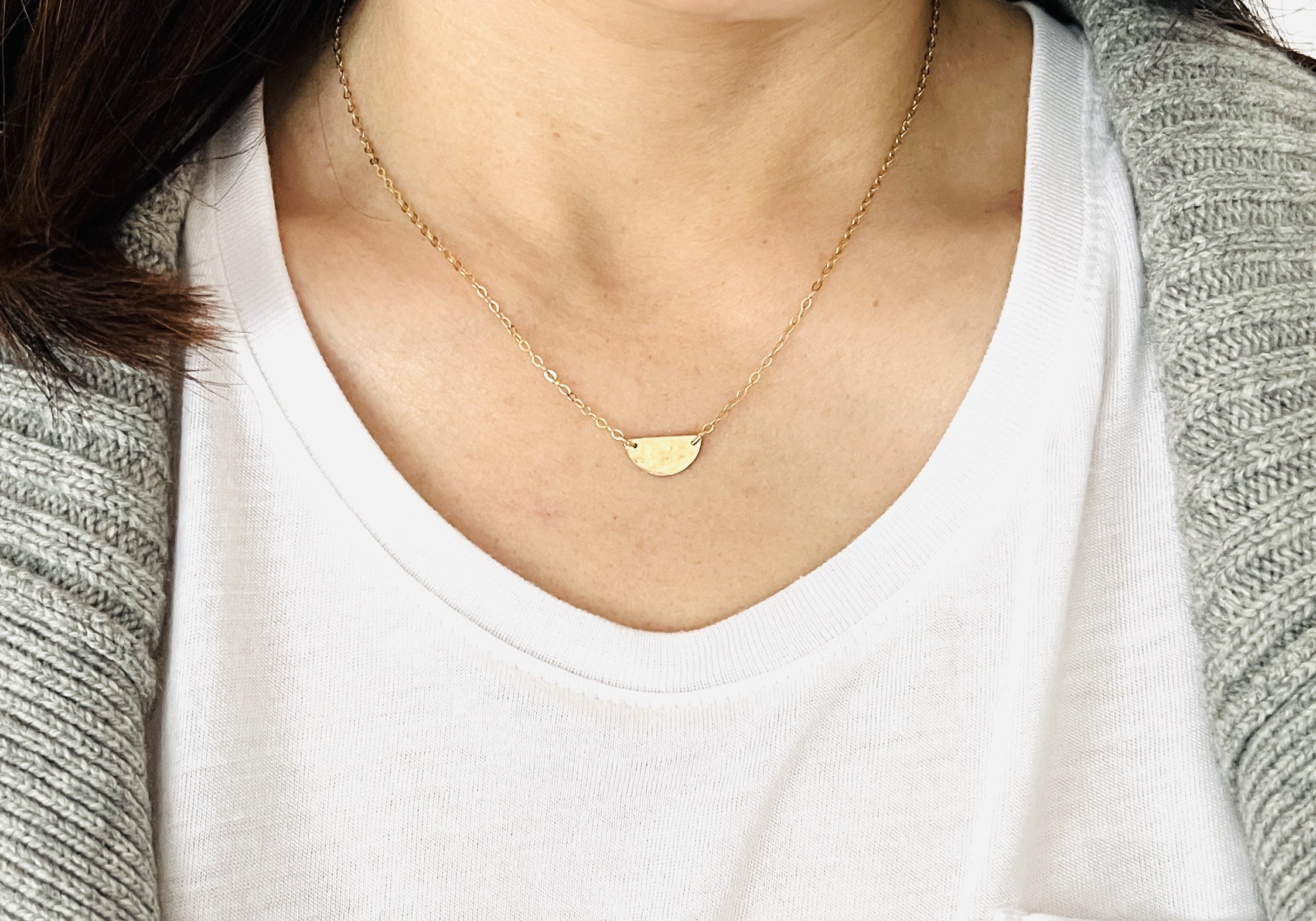 Gold half circle necklace sale