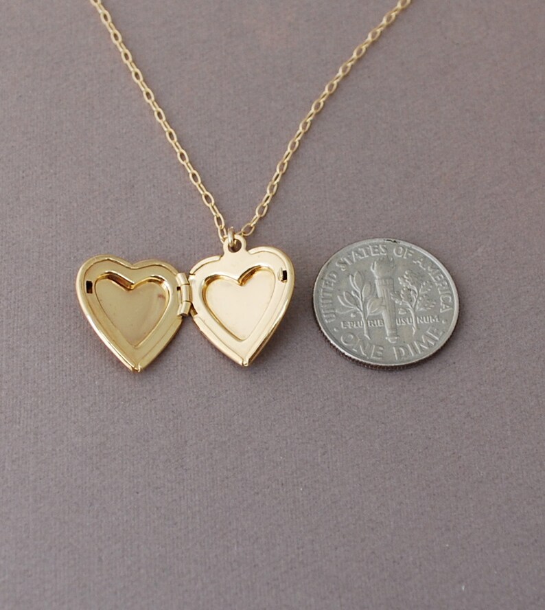 Small Gold Heart Locket Necklace Gold Locket Necklace Minimalist Handmade Jewelry image 4